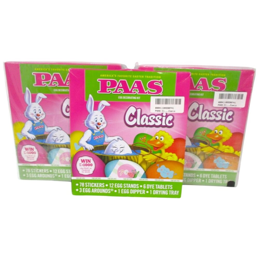 Lot of 3 Paas Classic Easter Tradition‎ Egg Decorating Kit With Stickers Stands